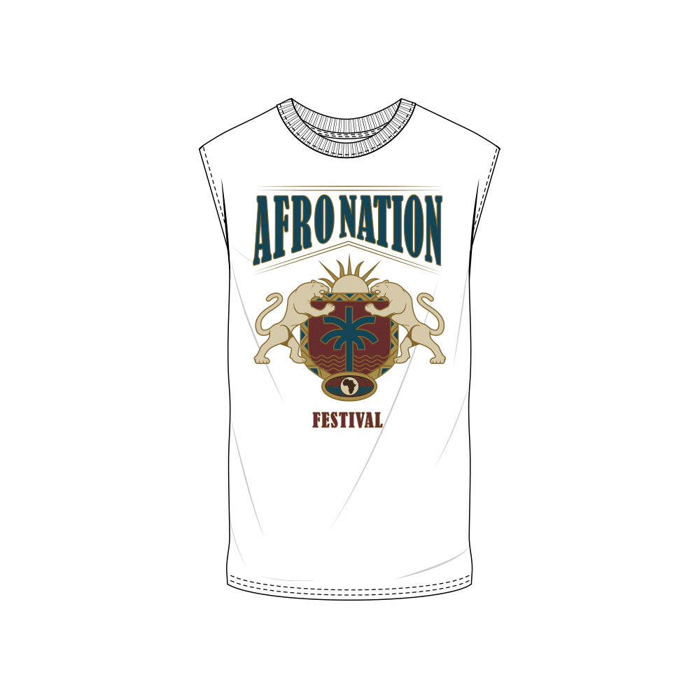 AN AfroNation Crest Off White Muscle Tee