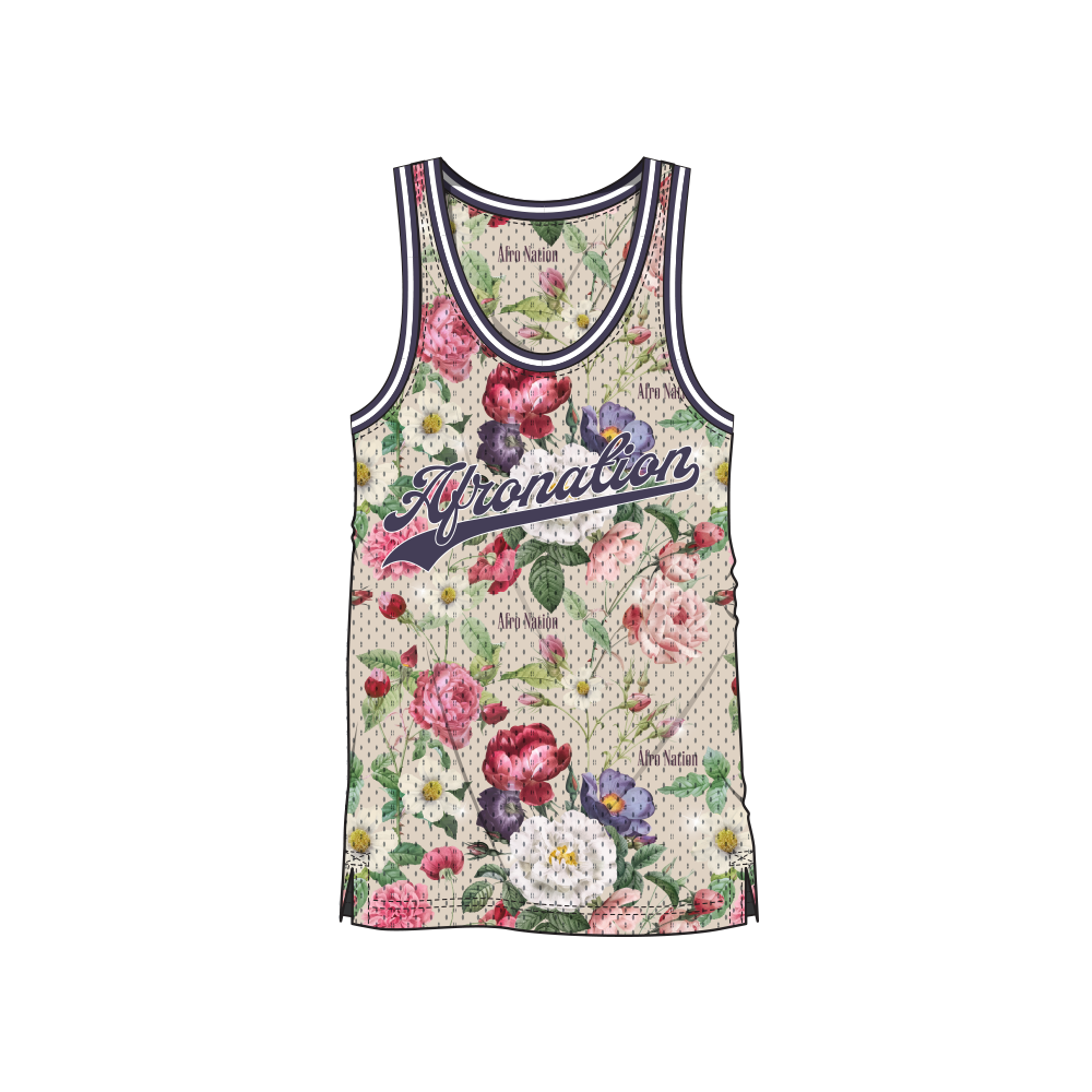 Floral Design Sublimated Basketball Jersey